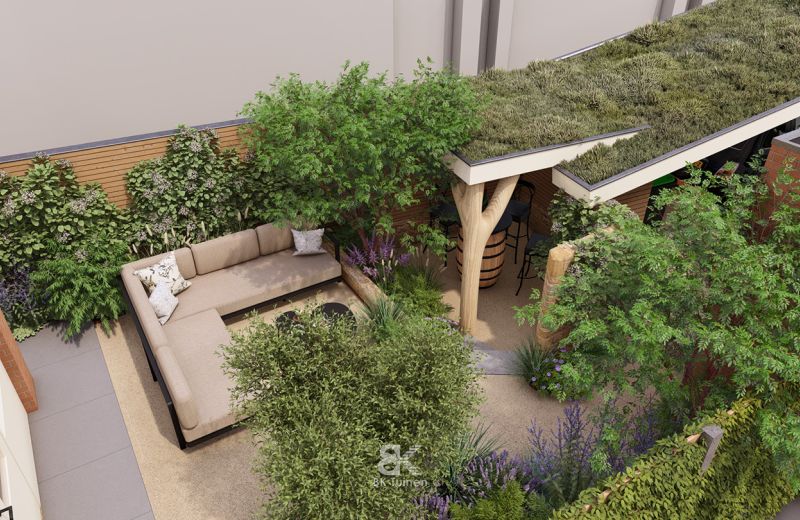 3D tuinontwerp mediterrane stadstuin