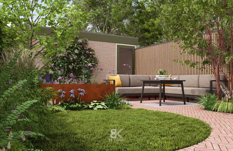 3D Tuinontwerp organische loungetuin