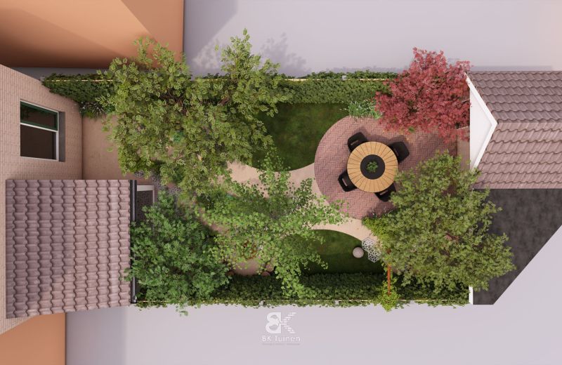 3D tuinontwerp bloemrijke stadstuin