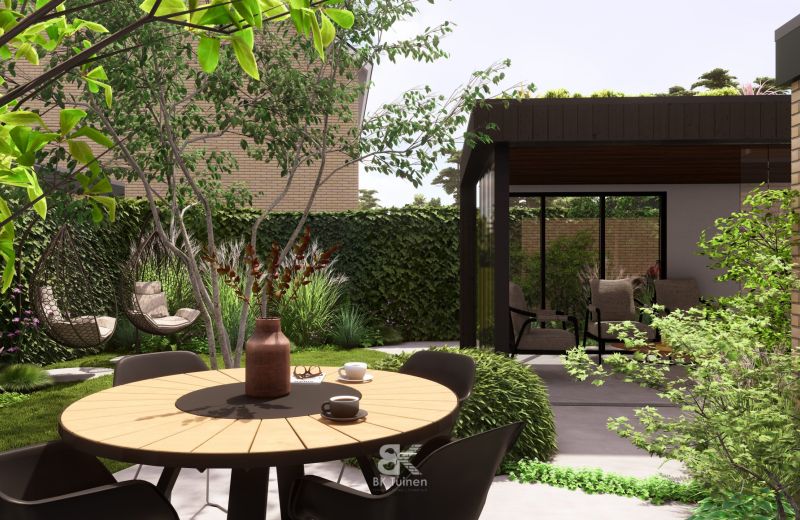 3D tuinontwerp luxe loungetuin