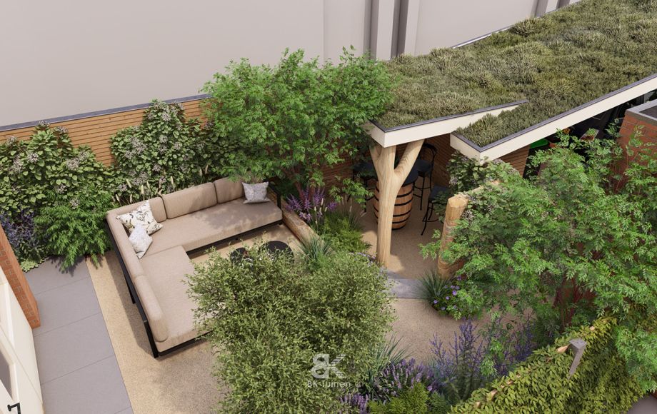 3D tuinontwerp mediterrane stadstuin