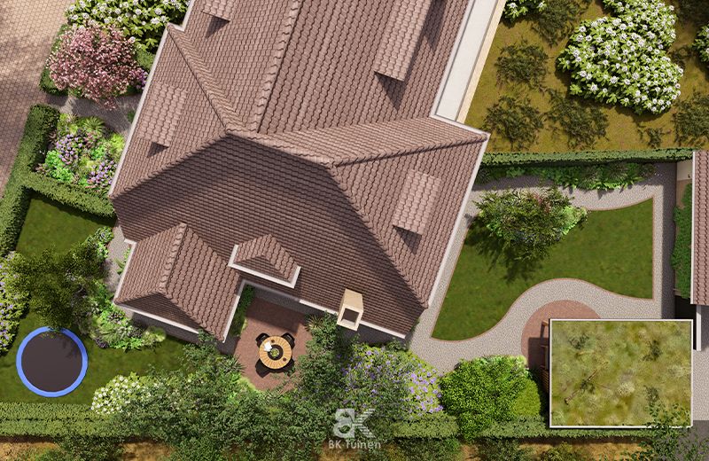 3D tuinontwerp knusse leeftuin