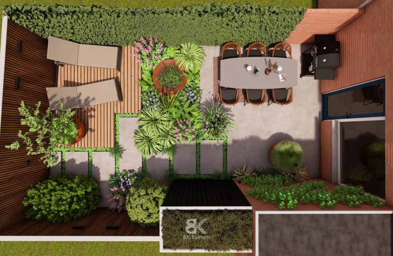 3D tuinontwerp luxe patiotuin