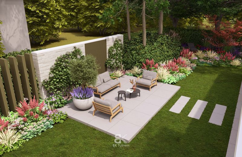 3D tuinontwerp natuurlijke villatuin