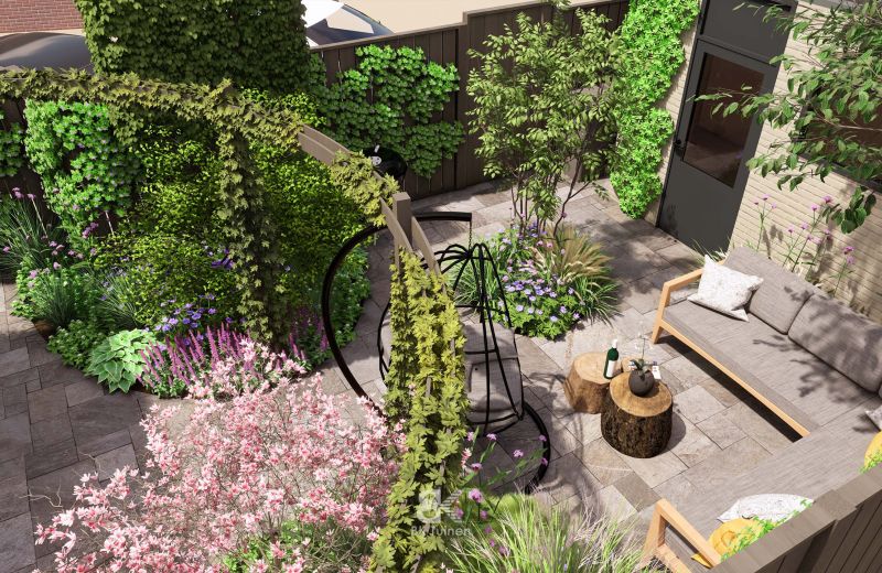 3D tuinontwerp kleine stadstuin Deventer