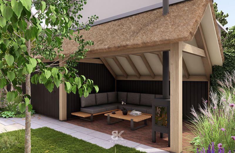3D tuinontwerp bostuin in landelijke stijl