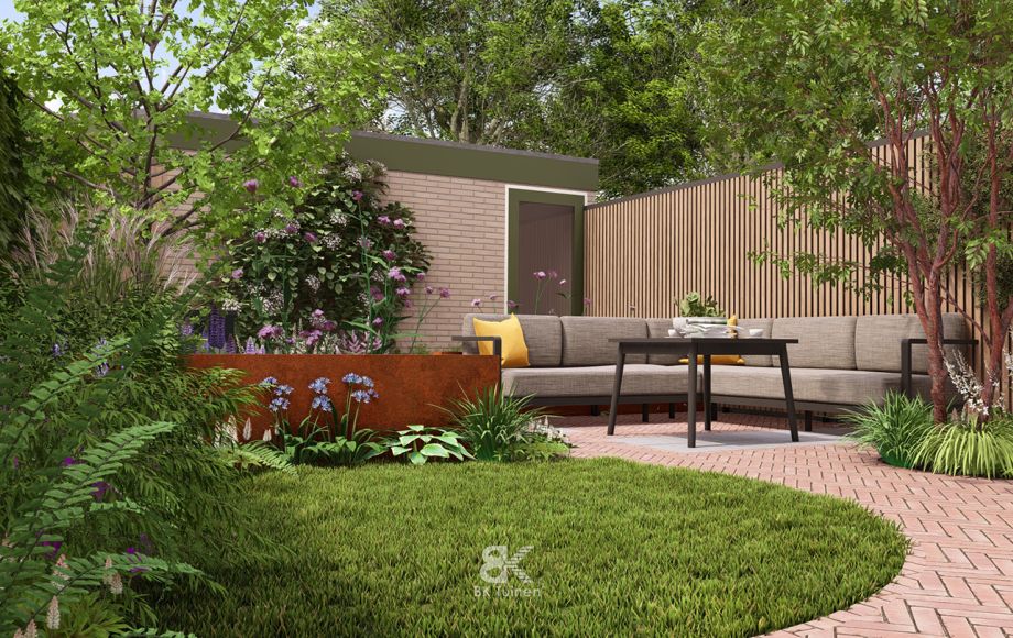 3D Tuinontwerp organische loungetuin
