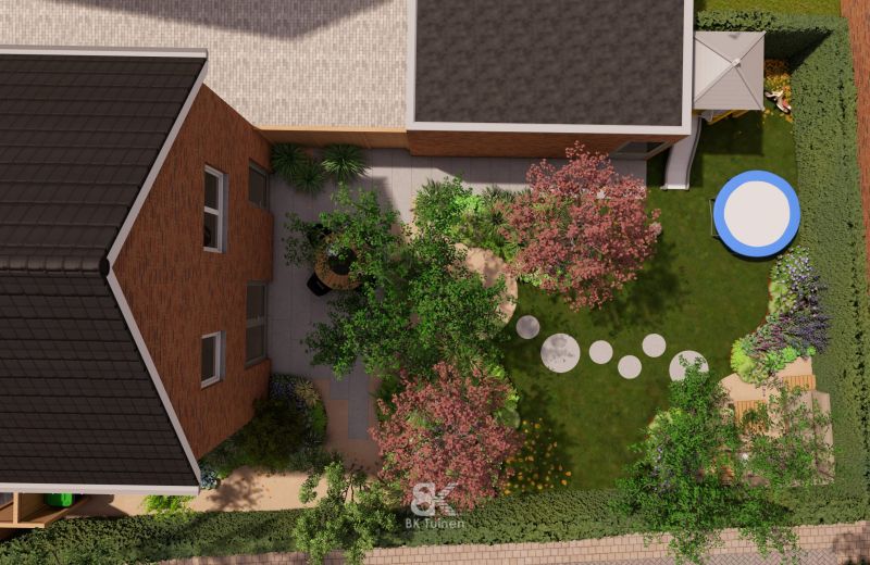 3D tuinontwerp natuurlijke familietuin