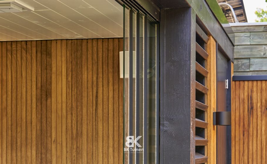 Moderne terrasoverkapping van aluminium en glas