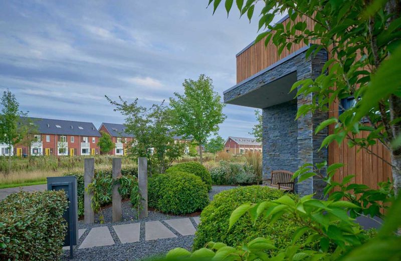 Moderne voortuin met natuurlijk karakter