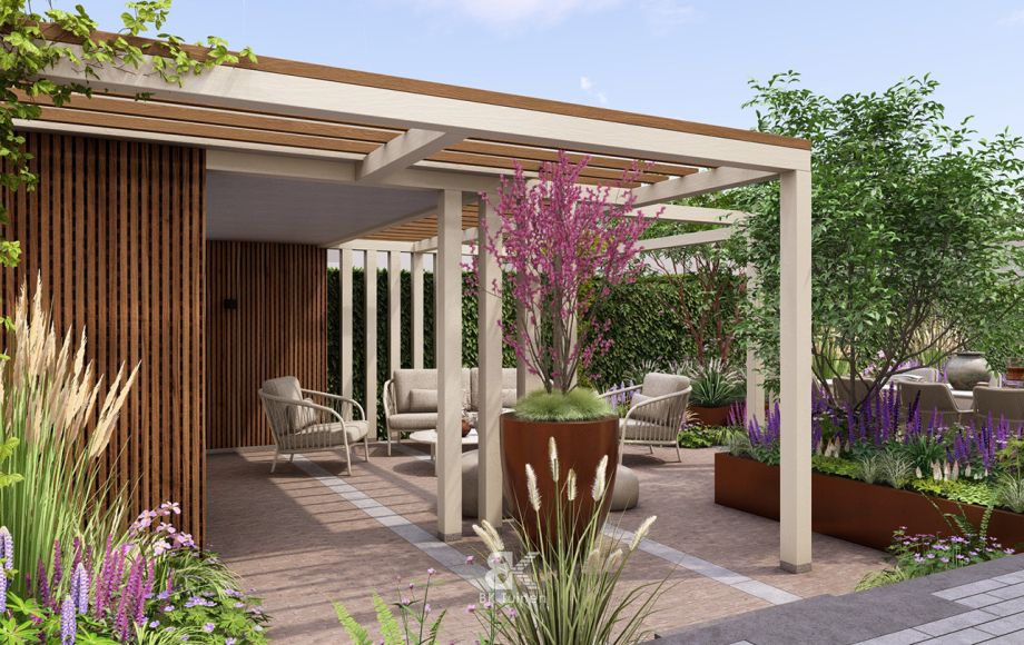 3D tuinontwerp sfeervolle leeftuin